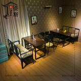 美式复古铁艺餐桌椅做旧实木餐桌椅咖啡厅桌椅酒吧餐桌椅沙发卡座