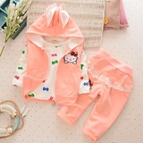 女宝宝卫衣套装0-1-2-3-岁半女童装秋装婴儿童春秋装套装三件套潮
