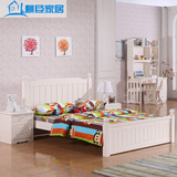 全实木床白色1.2米 韩式儿童床松木床 卧室男孩女孩公主床欧式床