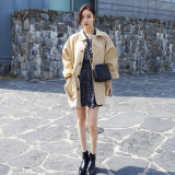 2016春季新款韩版女装显瘦风衣中长款单排扣工装宽松外套学生潮