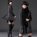2015秋冬新款女装羊绒针织衫开衫加厚中长款翻领羊毛衣女外套大衣