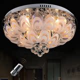 LED孔雀开屏创意花瓣餐厅卧室圆形LED水晶灯 简约节能客厅吸顶灯