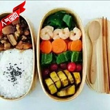 日式木质饭盒 双层餐盒便当盒寿司盒木碗菜碗菜盒 手作原木质餐具