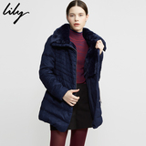 Lily2015冬装新款女装保暖修身纯色长袖羽绒服115490D1840
