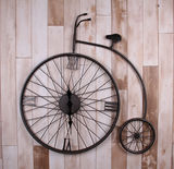 创意复古自行车挂钟铁艺做旧个性钟表酒吧客厅卧室静音时钟挂件