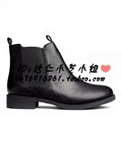 HM H&M香港专柜正品代购黑色咖色平跟短靴子女鞋及踝靴圆头短靴
