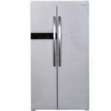 包邮美的对开门冰箱BCD-603WKGM钢化玻璃面板菱悦白 家用大容量