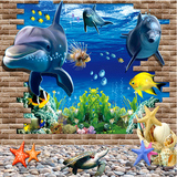 3D立体墙贴海底世界海豚创意儿童房男孩卧室床头装饰墙面贴纸贴画