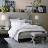 希苑高端定制家具北欧简约软包床现代卧室实木大床1.5米和1.8米
