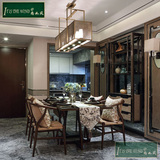新中式样板房售楼处餐桌椅组合 现代中式酒店餐厅实木太师椅餐桌