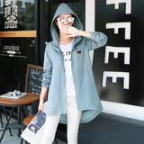 韩版休闲时尚直筒中长款带帽前短后长风衣2016秋新款韩国女装外套