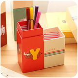 韩国创意时尚办公笔筒 小学生儿童可爱卡通笔桶 多功能文具收纳盒
