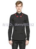 Givenchy 专柜正品代购 纪梵希15新款红色五角星黑色修身长袖衬衫