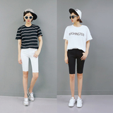 2015夏 韩国五分牛仔裤女黑白色显瘦紧身短裤外穿打底中裤女