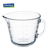 Glasslock耐热钢化玻璃热奶杯可微波炉量杯带把手刻度牛奶水杯子