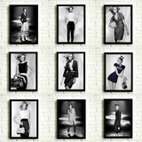 定制女服装店欧美模特黑白简约时尚装饰画有框画照片墙油画黑框