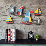 美式立体铁艺帆船壁挂壁饰创意办公室咖啡馆家居儿童房间墙面装饰