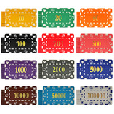 德州扑克筹码套装百家乐烫金长方形卡片筹码币手感厚重 12种面值
