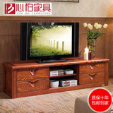 美国红橡实木电视柜现代中式创意储物柜组合纯实木简约地柜