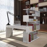 包邮旋转电脑桌台式家用转角书桌现代简约办公桌带书架书柜组合