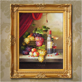 欧式餐厅装饰画酒吧西餐厅挂画美式咖啡厅红酒葡萄手绘水果油画5