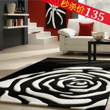 嘉尚逸雅 黑白花色简约玫瑰地毯 手工腈纶地毯 客厅地毯 茶几地毯