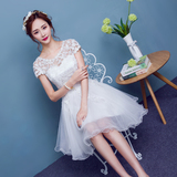 白色时尚小礼服2016新款夏季韩版晚礼服伴娘服短款礼服女蓬蓬裙