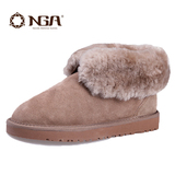 NGA反季雪地靴棉鞋短筒韩版平底加厚短靴羊毛冬靴加绒冬鞋女学生