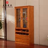 光明家具 进口红橡木全实木酒柜餐边柜 现代中式储物玻璃展示柜