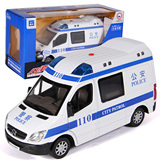 彩珀正版授权合金汽车模型奔驰凌特警车救护车声光回力玩具