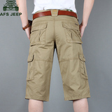 AFS/JEEP夏季男士休闲裤七分裤大码宽松中老年多口袋工装短裤薄款