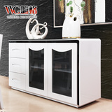 VVG钢琴烤漆餐边柜黑白色时尚简易收纳餐柜 饭厅厨房柜碗柜玻璃门