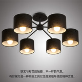 北欧风格布艺吸顶灯现代简约时尚客厅卧室餐厅6头灯具韩式吸顶灯