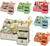 宜家化妆品大号韩国木质首饰盒现代简约杂物盒白色粉色 桌面收纳