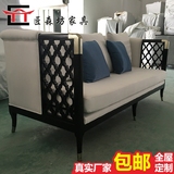 新中式沙发组合实木布艺沙发椅仿古客厅家具酒店会所大厅沙发定制