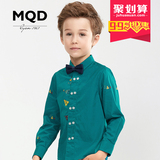 MQD童装马骑顿男童衬衫长袖春秋儿童印花衬衣纯色中大童休闲时尚