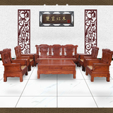 红木家具 实木沙发组合 中式风格榫卯雕刻沙发花梨木沙发好运延年
