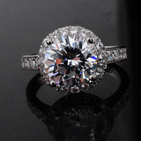 1.5-3克拉钻石戒指925纯银女戒结婚求婚仿真钻戒珠宝饰品明星同款