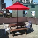 桌特价户外碳化桌椅组合带伞咖啡厅大排档室外阳台露天实木连体餐