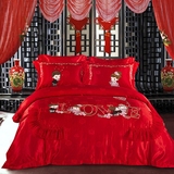 卡通婚庆四件套大红色结婚用床品被套床单全棉六件套1.8m/1.5m床