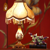 子兰灯饰复古台灯床头灯卧室可调光奢华树脂彩绘宫廷欧式台灯仿古