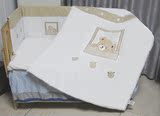 外贸尾单婴儿纯棉床上用品三件套 可机洗婴儿床床围被子床单