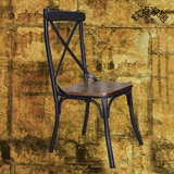 美式乡村铁艺实木餐桌椅复古咖啡厅酒吧阳台桌椅靠背电脑休闲椅子