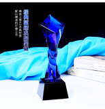 水晶奖杯定制 创意奖杯授权牌年会企业颁奖礼品比赛纪念品蓝色
