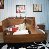 骆飞储物床小户型1.5米日式木床板式床榻榻米1.8米双人床高箱床