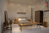 新中式老榆木双人床 简约现代实木免漆卧室1.8m大床禅意定制家具