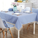日式小清新布艺桌布餐桌素色茶几盖布纯色简约现代长方形条纹台布