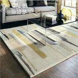 客厅茶几卧室纯手工羊毛混纺地毯中式经典黑白抽象条纹长方形定制