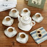 欧式创意浮雕咖啡具套装英式高档骨瓷咖啡杯下午茶具套装结婚礼品
