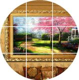日康 城市花园风景油画  纯手绘现代欧式壁画简约挂画 客厅装饰画